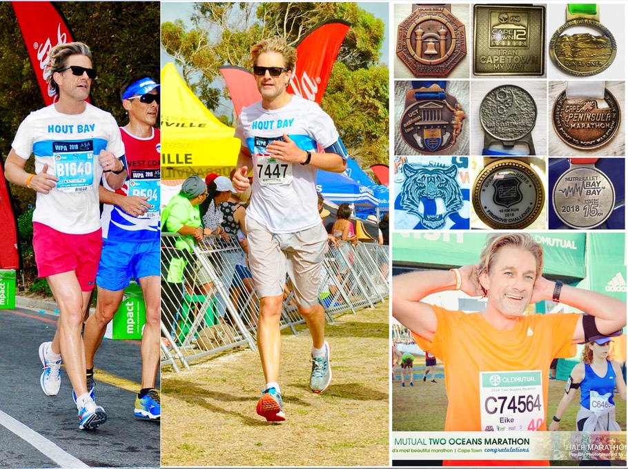 Ike Moriz running Cape Town road races in 2018 and 2019 from The Two Oceans and Gun Run Half Marathons to the FNB 12 One Run the Chapmans Peak Challenge and 10km Slave Route Challenge
