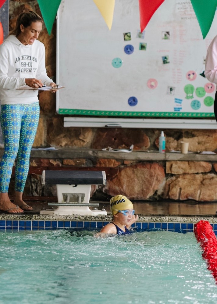 Sofia Moriz breaking the U10 Girls 25m Butterfly record at Llandudno Primary School in March 2023 by one whole second