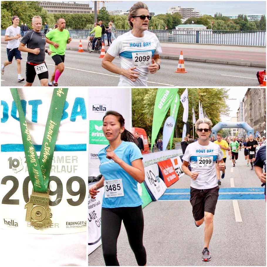 Ike Moriz running the annual 10km 29th Barmer Alsterlauf in Hamburg around the outer Alster river in 2019, Germany